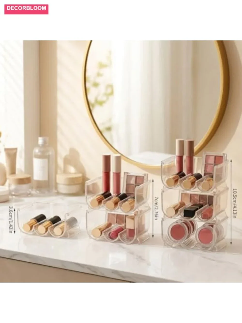 3-Tier Stackable Acrylic Lipstick Organizer Cosmetic Display Case Vanity